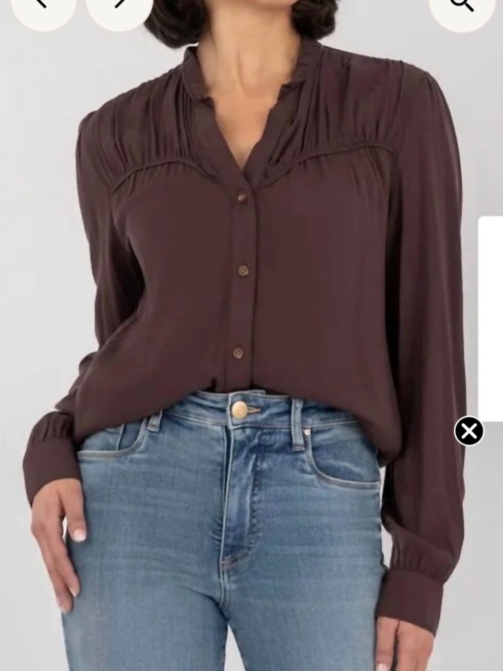 Kut from the Kloth Isley button shirt with neck ruffle